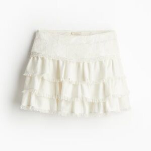 H&M Cream Ruffled Tier skirt